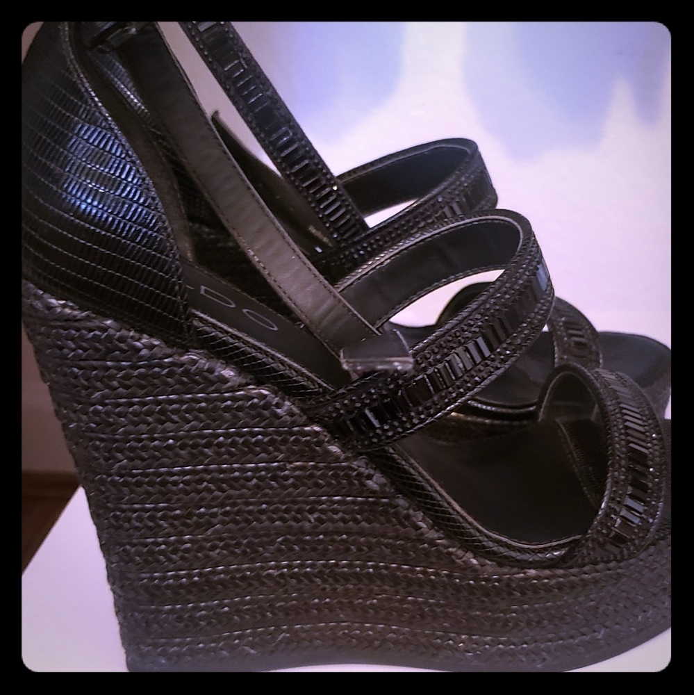 Aldo Black wedges size 8